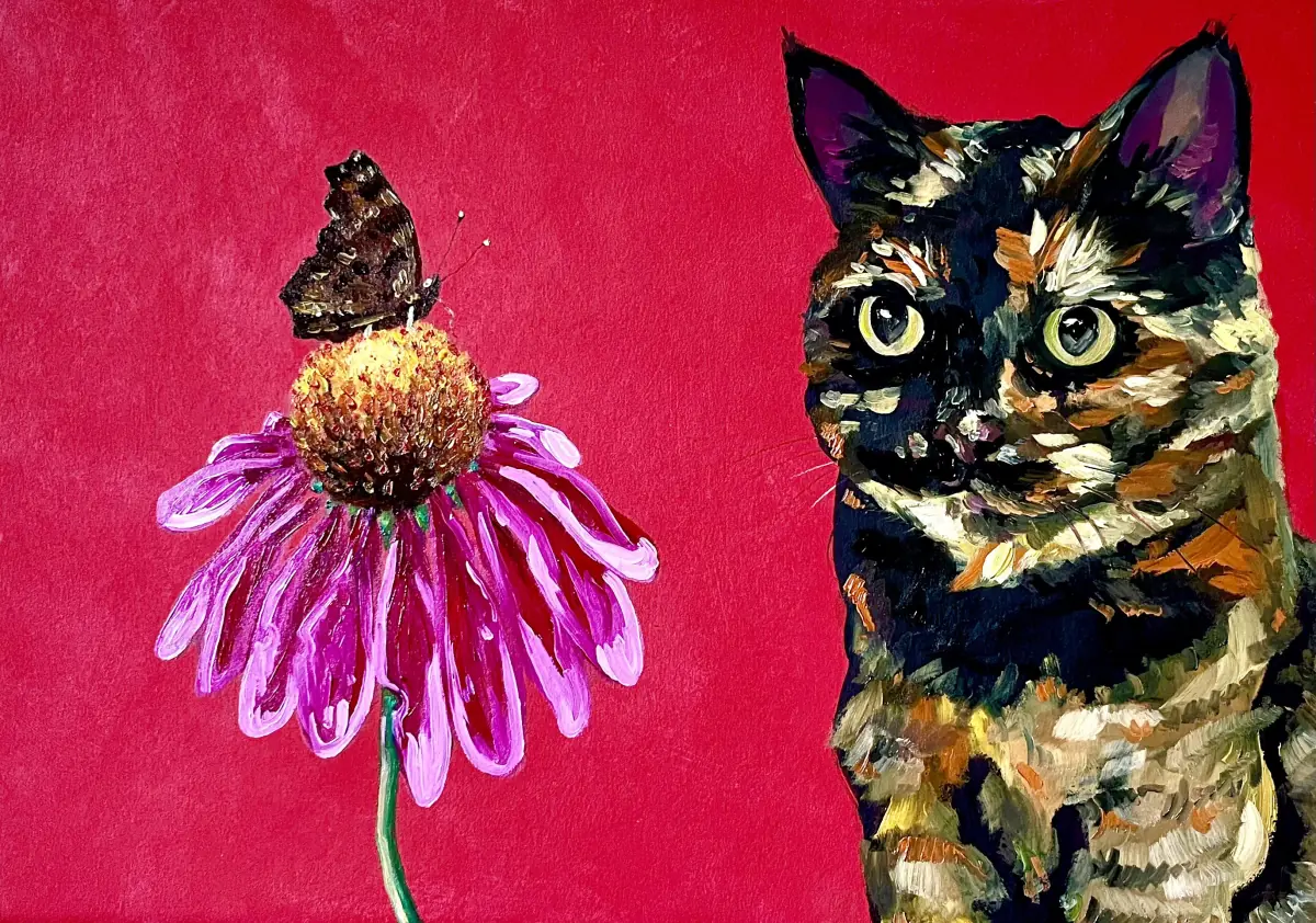 Punia z jeżówką i motylem